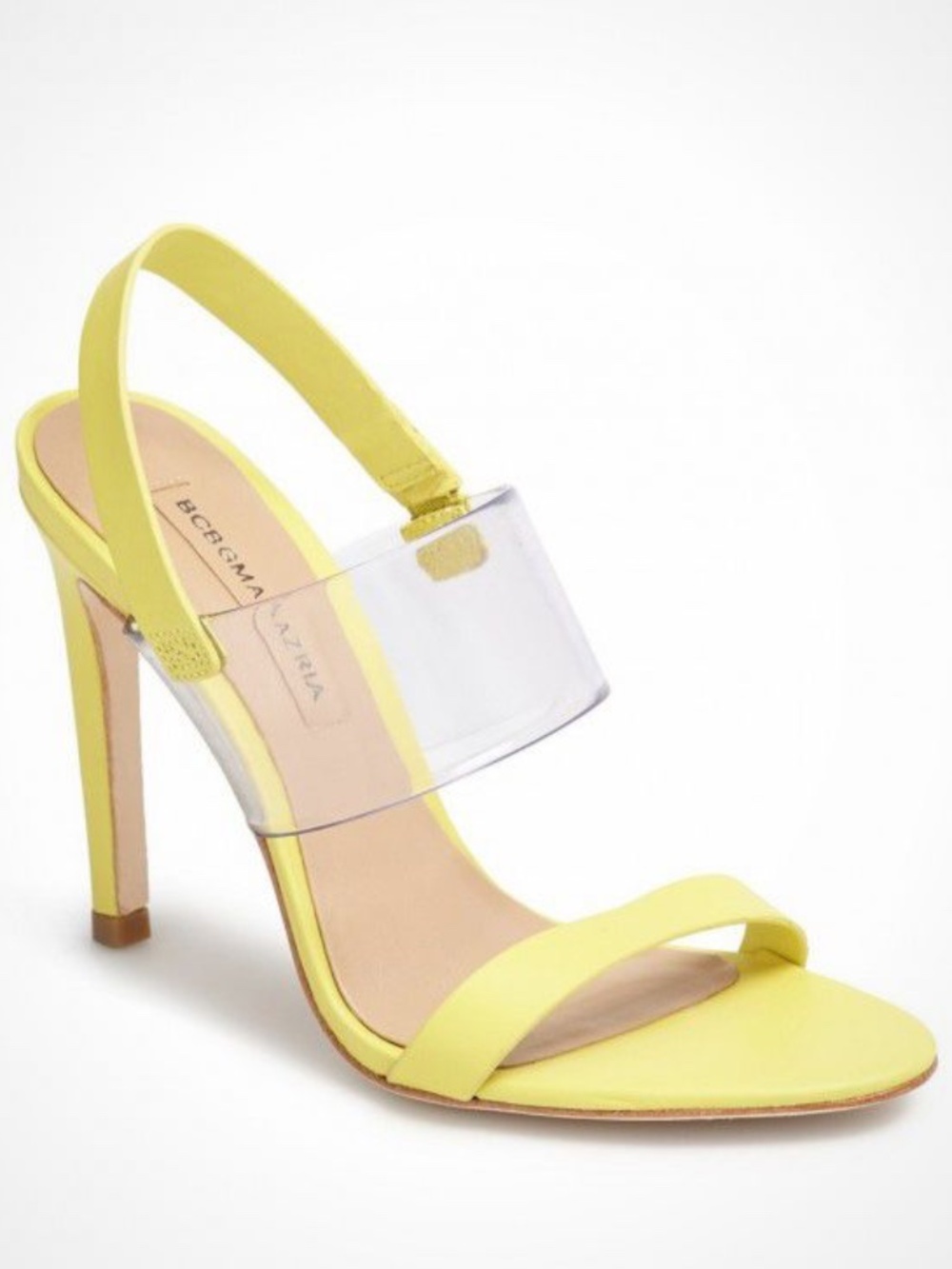 BCBGMAXAZRIA Lemon Yellow Clear Band Slingback Heels - Size 8
